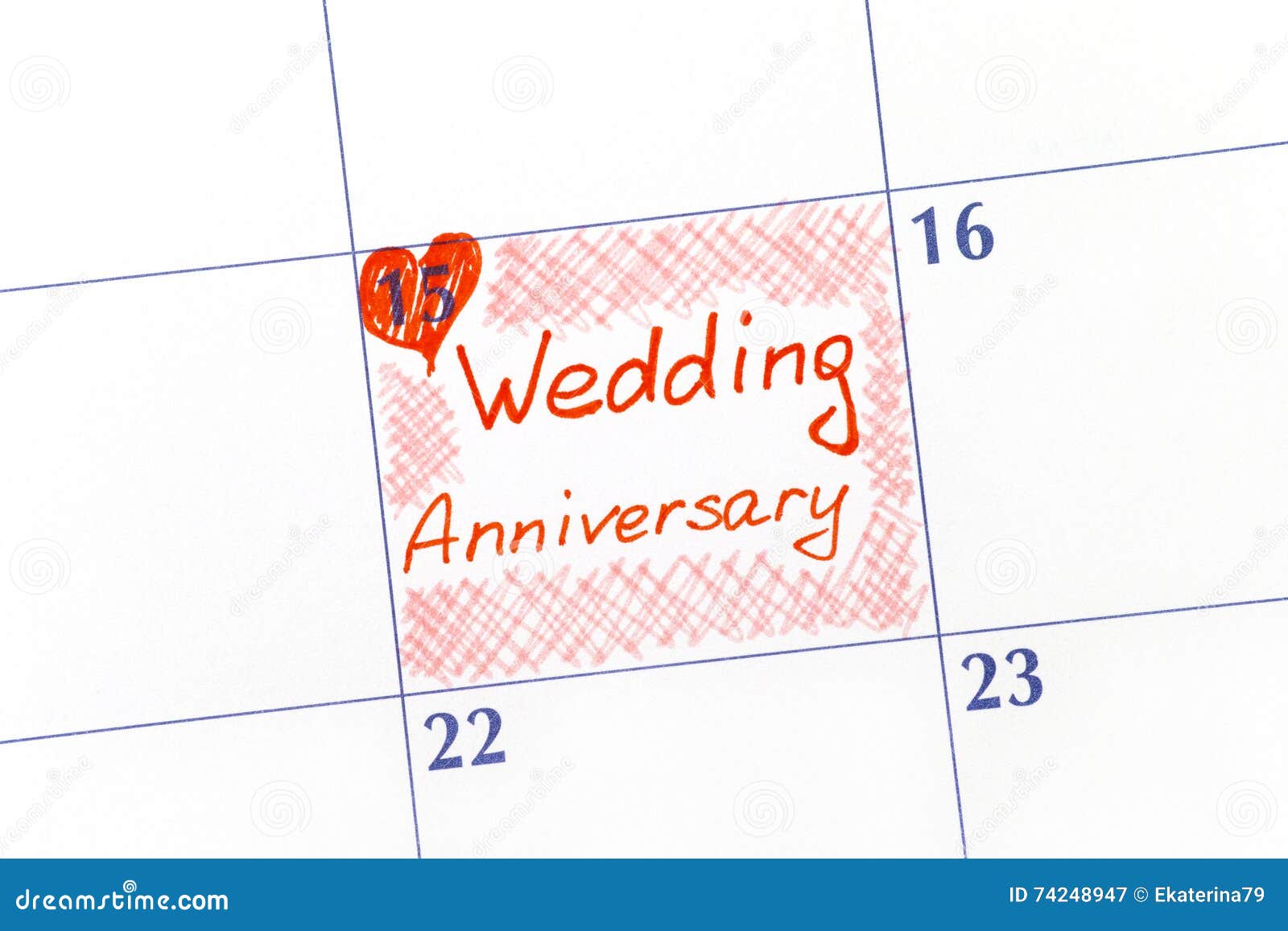 Reminder Wedding Anniversary in Calendar. Stock Image Image of letter