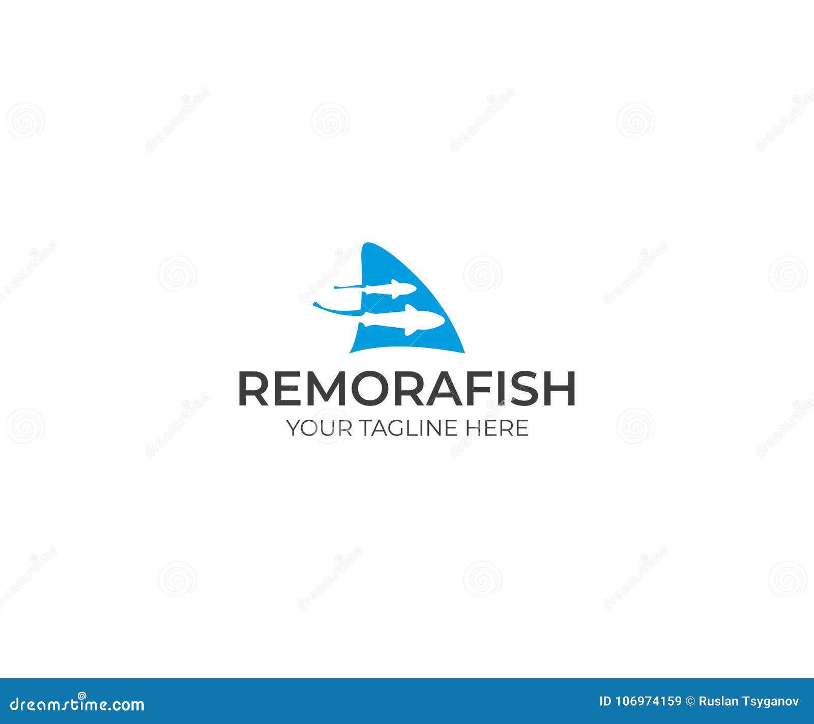 remora fish and shark fin logo template. sharksucker  