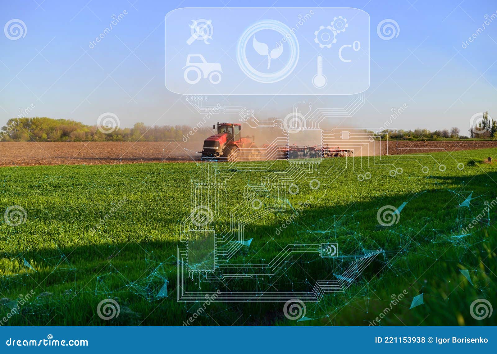 remote automated control of a tractor in agriculture. ai technologies to analyze data and increase productivity and yield