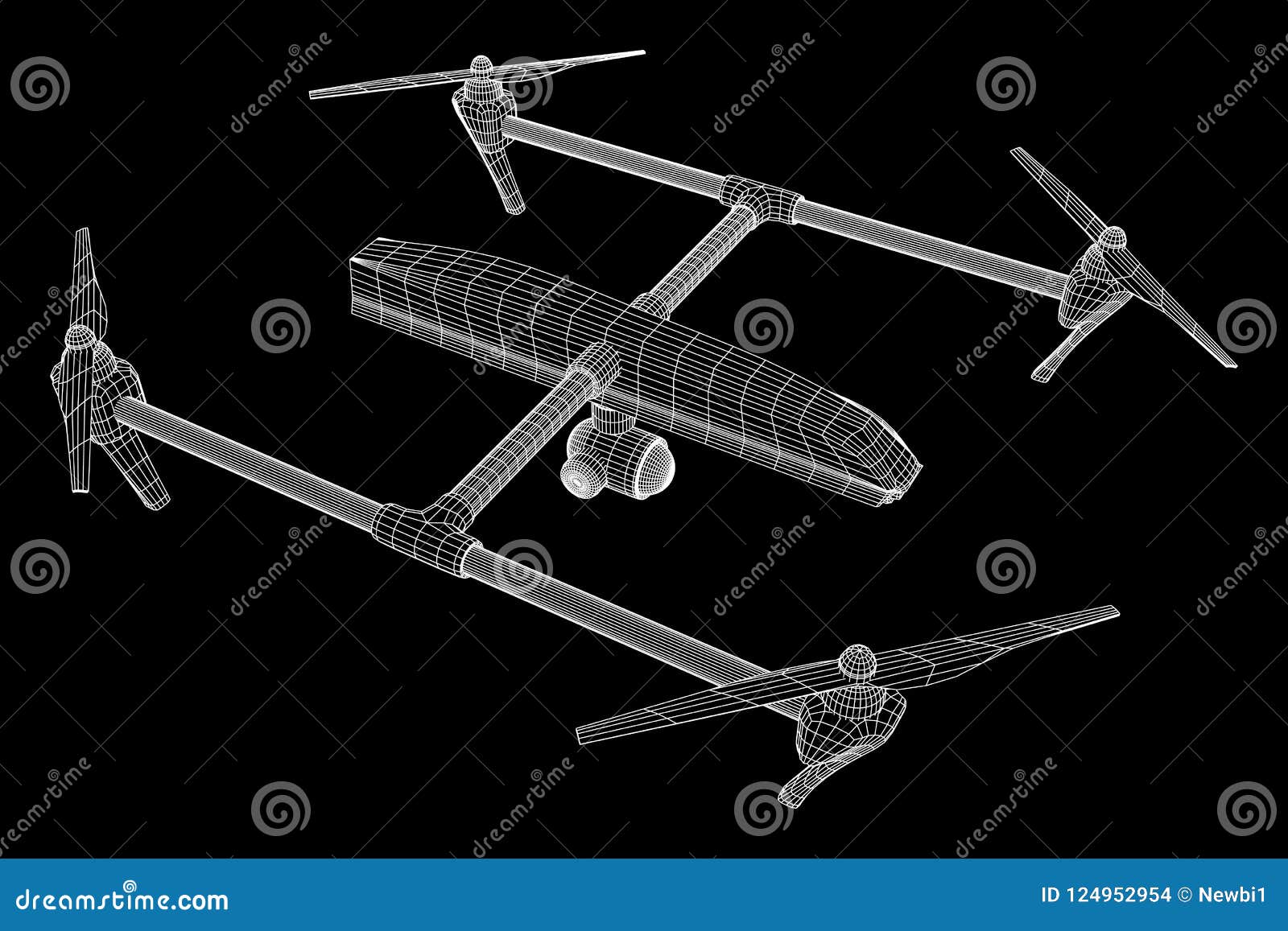 Remote control air drone stock vector. Illustration of blueprints
