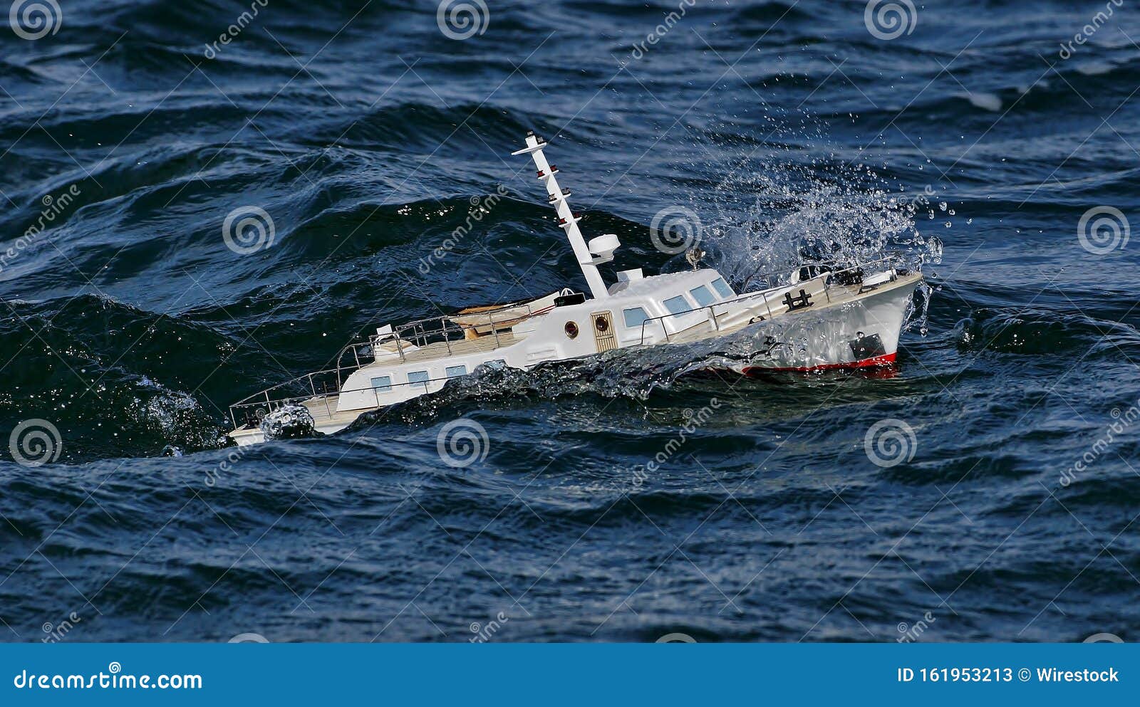 Remote Control Boat Int he Water Hitting the Waves Stock Image - Image of  people, care: 161953213