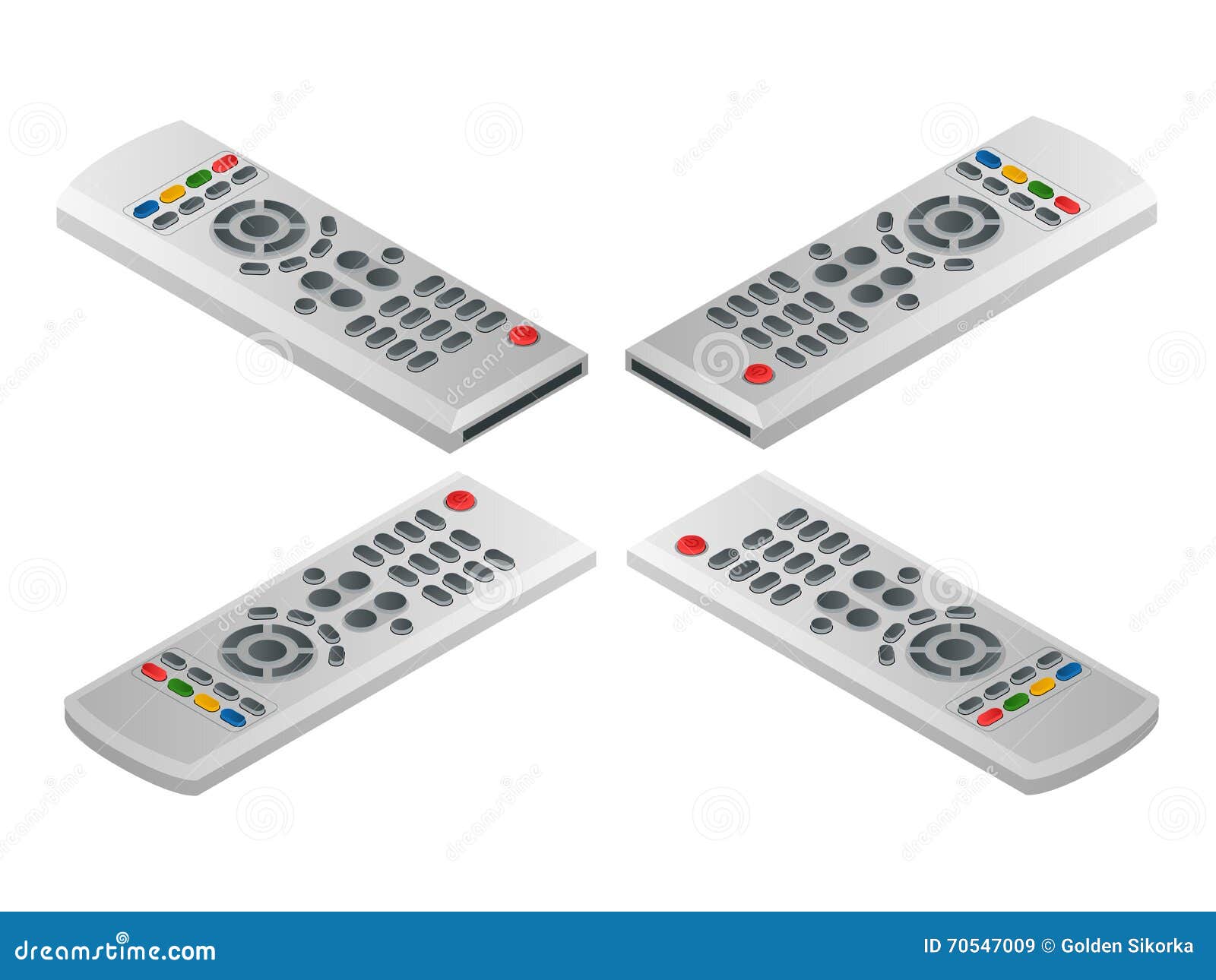 Remote control tv. Flat 3d vector isometric illustration.