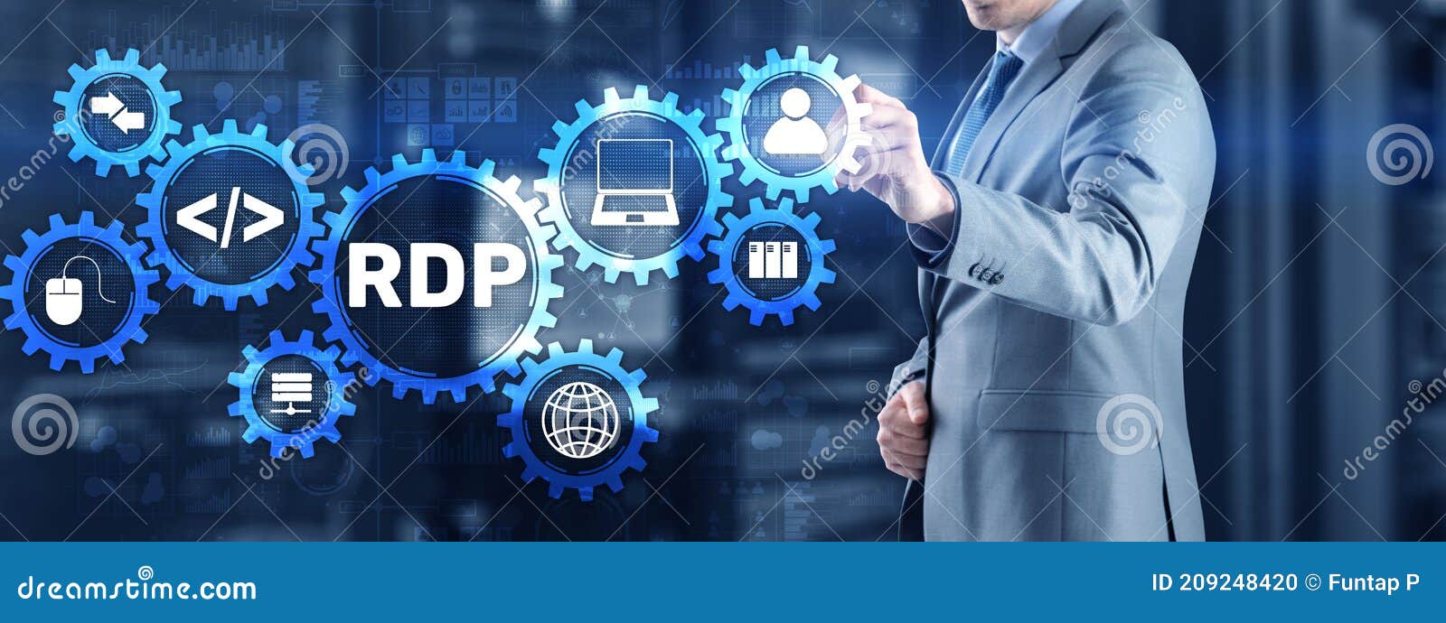 remote desktop protocol. networking internet technology concept.