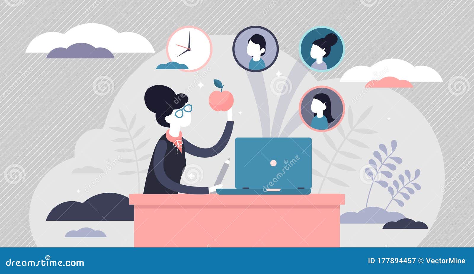 Download Remote Learning Vector Illustration. Distance School Tiny ...