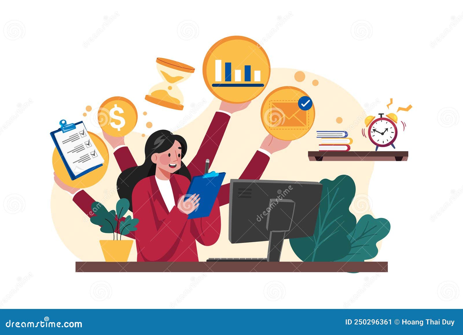 Business Woman with High Productivity Stock Vector - Illustration of ...