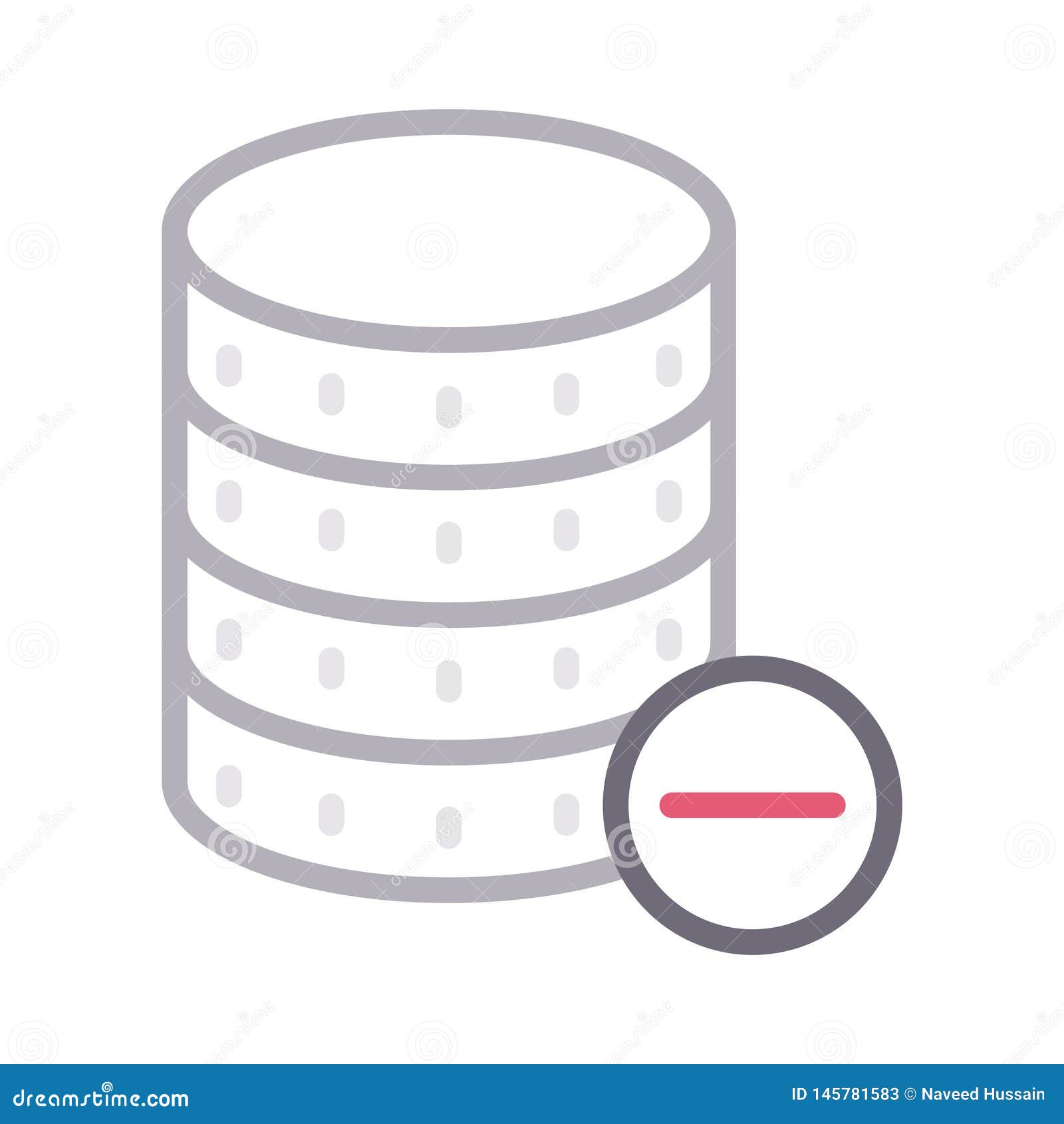 Remove Database Thin Color Line Vector Icon Stock Vector - Illustration ...
