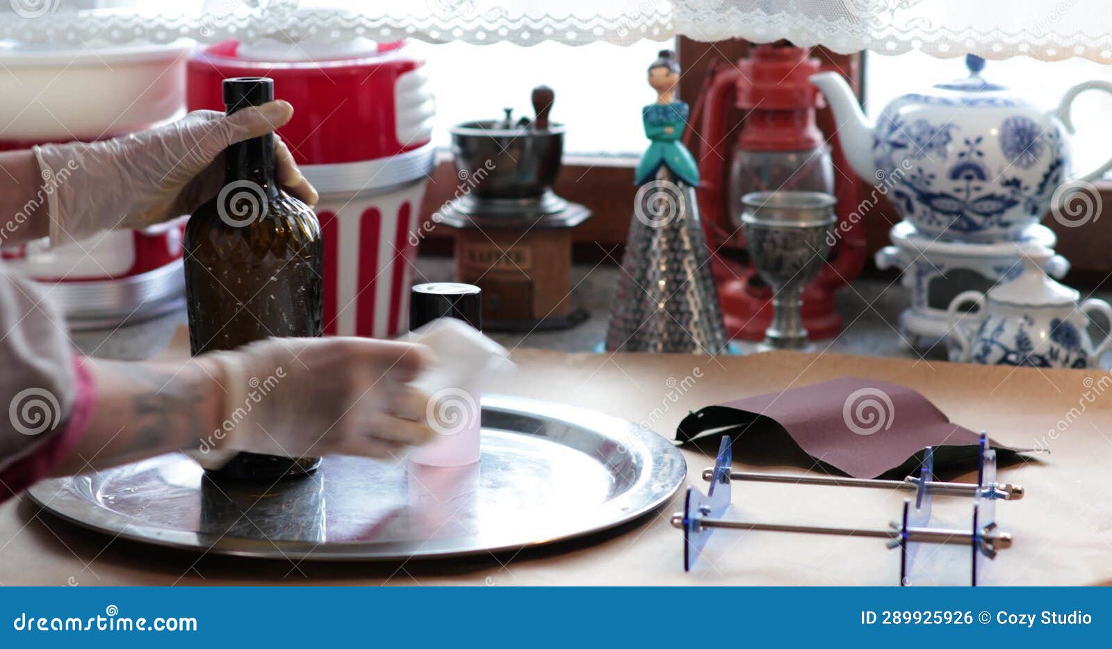 Remove Label Remnants and Degrease Surface of Glass Wine Bottle Using