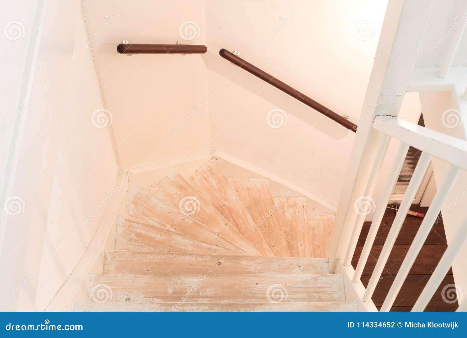 Removing Carpet Glue And Paint From An Vintage Stairs Stock Photo