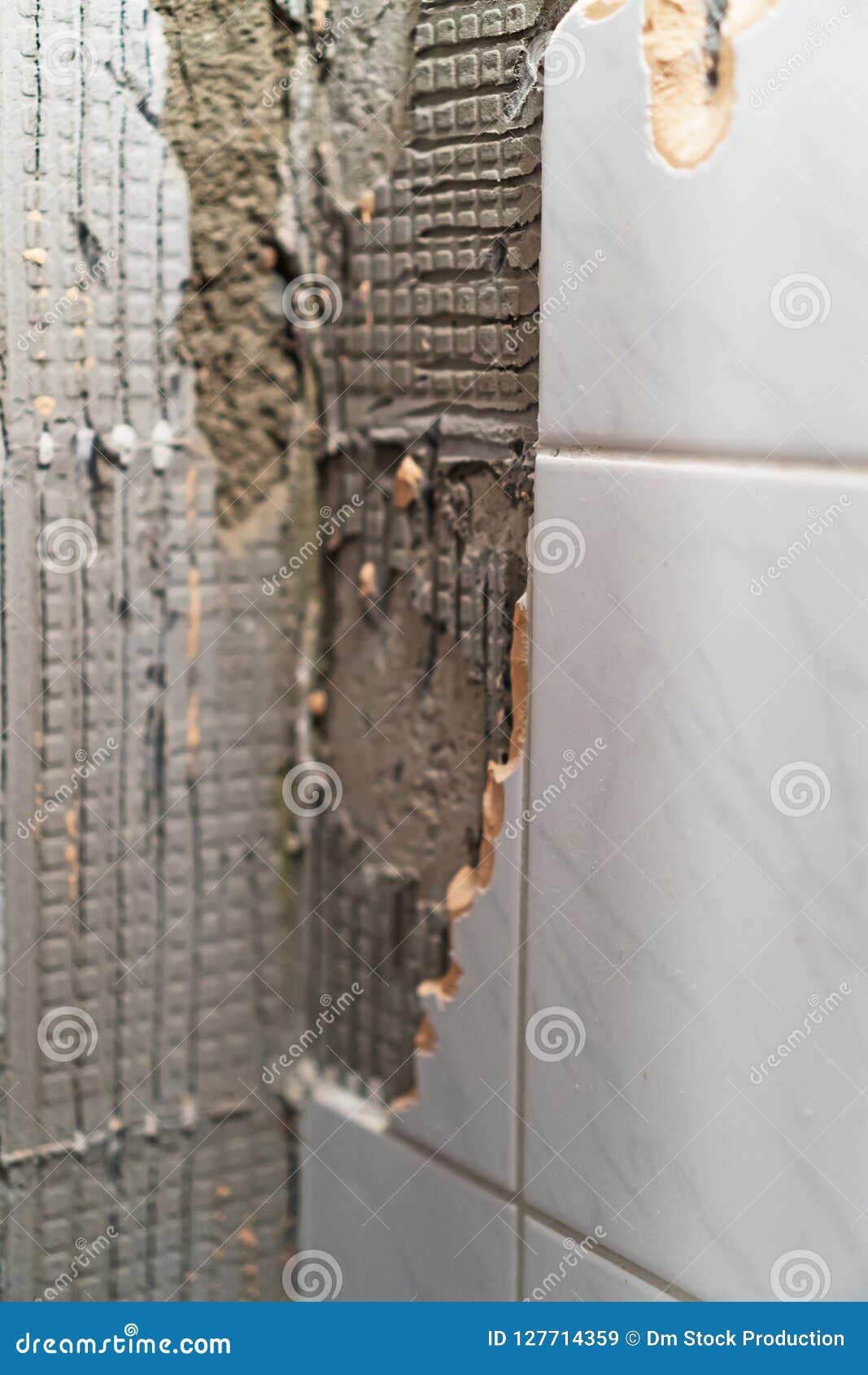 Removing old tiles. stock image. Image of ceramic, bathroom 127714359