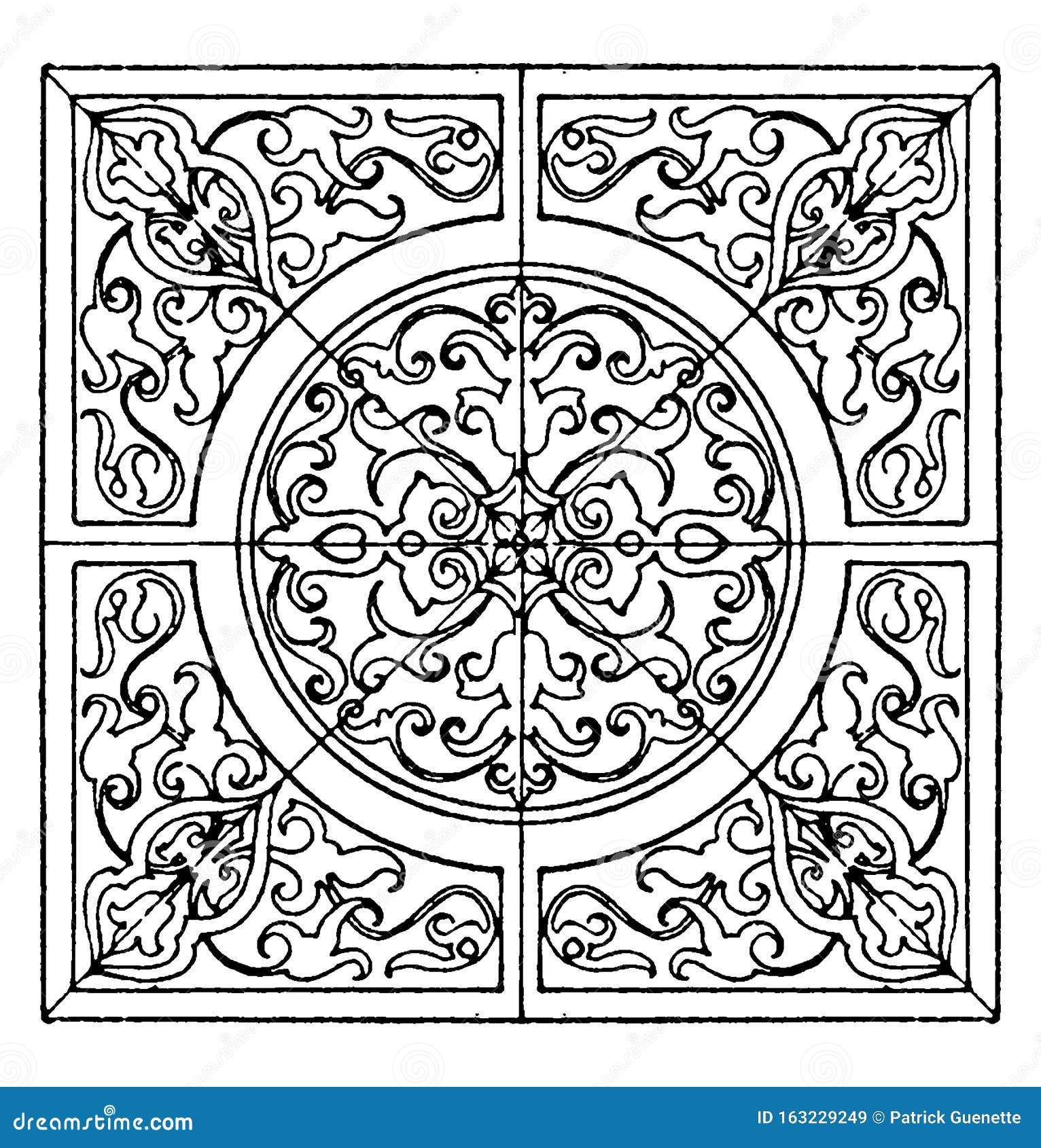 Renaissance Square Panel is a Modern German Design, Vintage Engraving ...