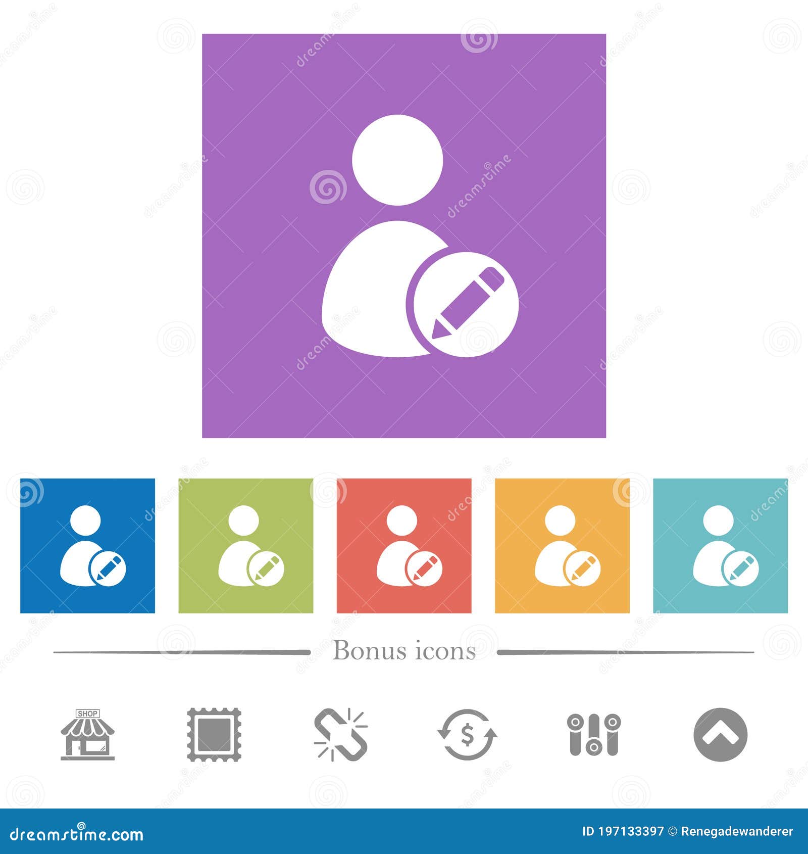 rename user flat white icons in square backgrounds