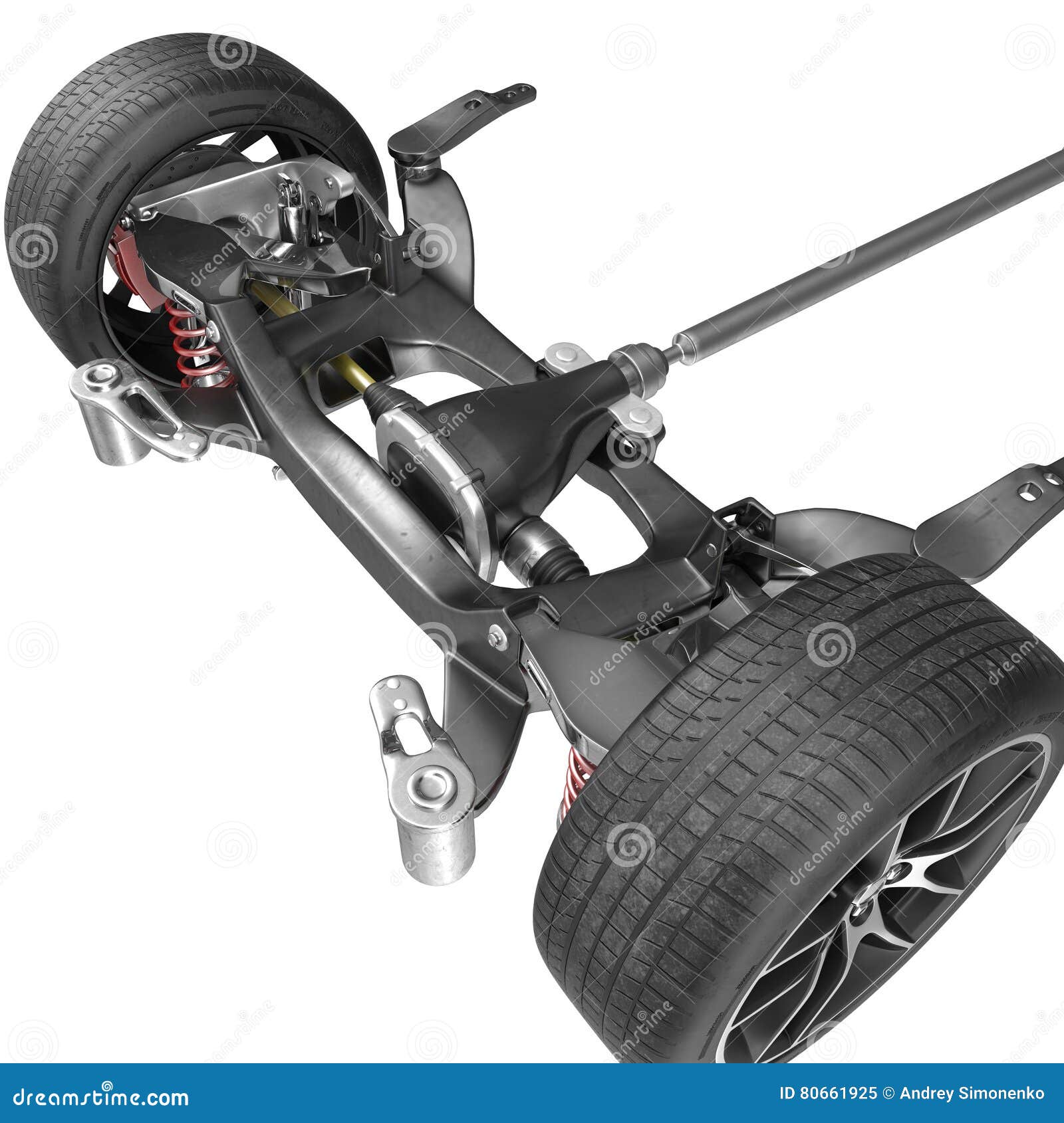 Render of Car Chassis without Engine Isolated on White. 3D Illustration