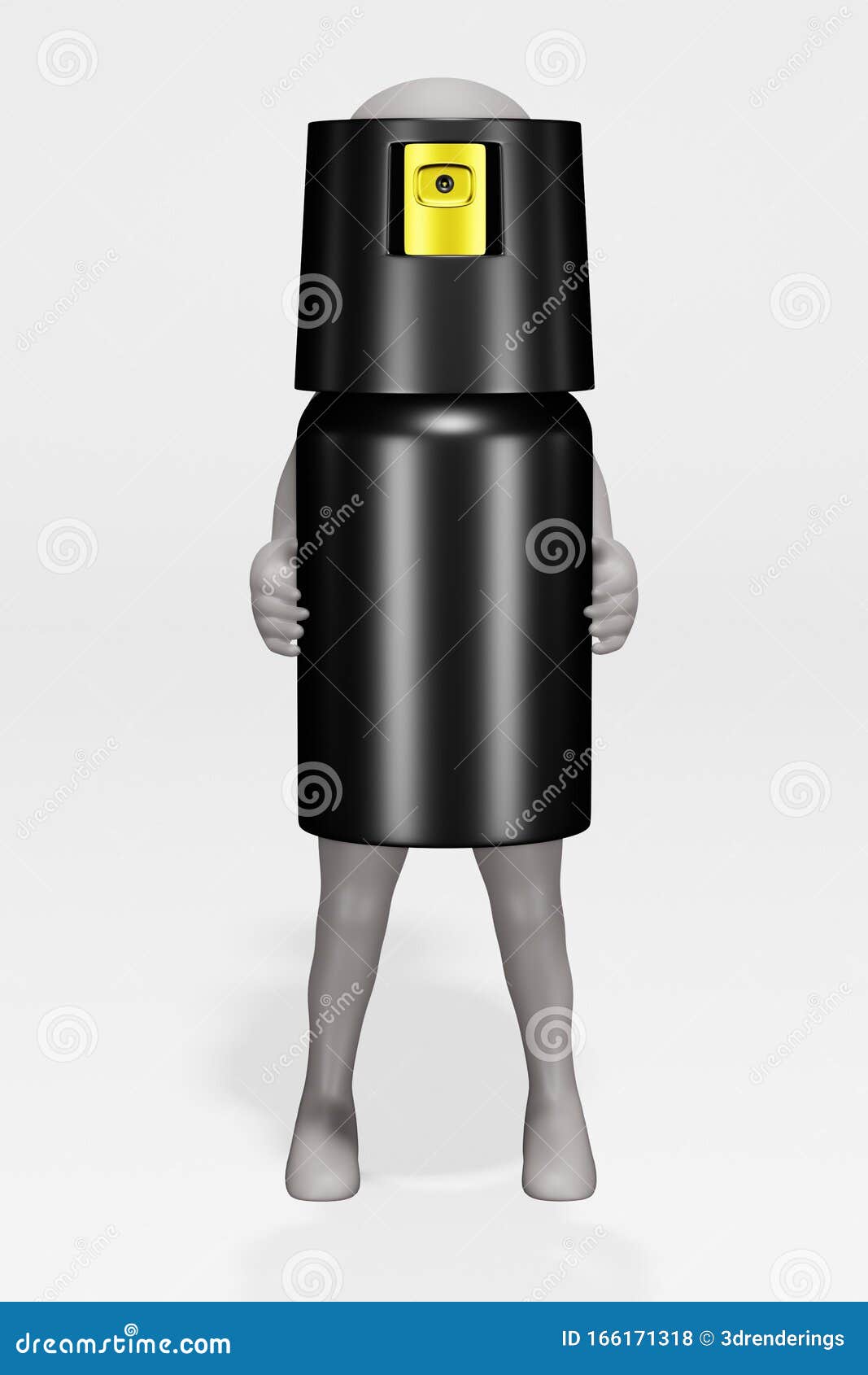 Render of Cartoon Character with Pepper Spray Stock Illustration