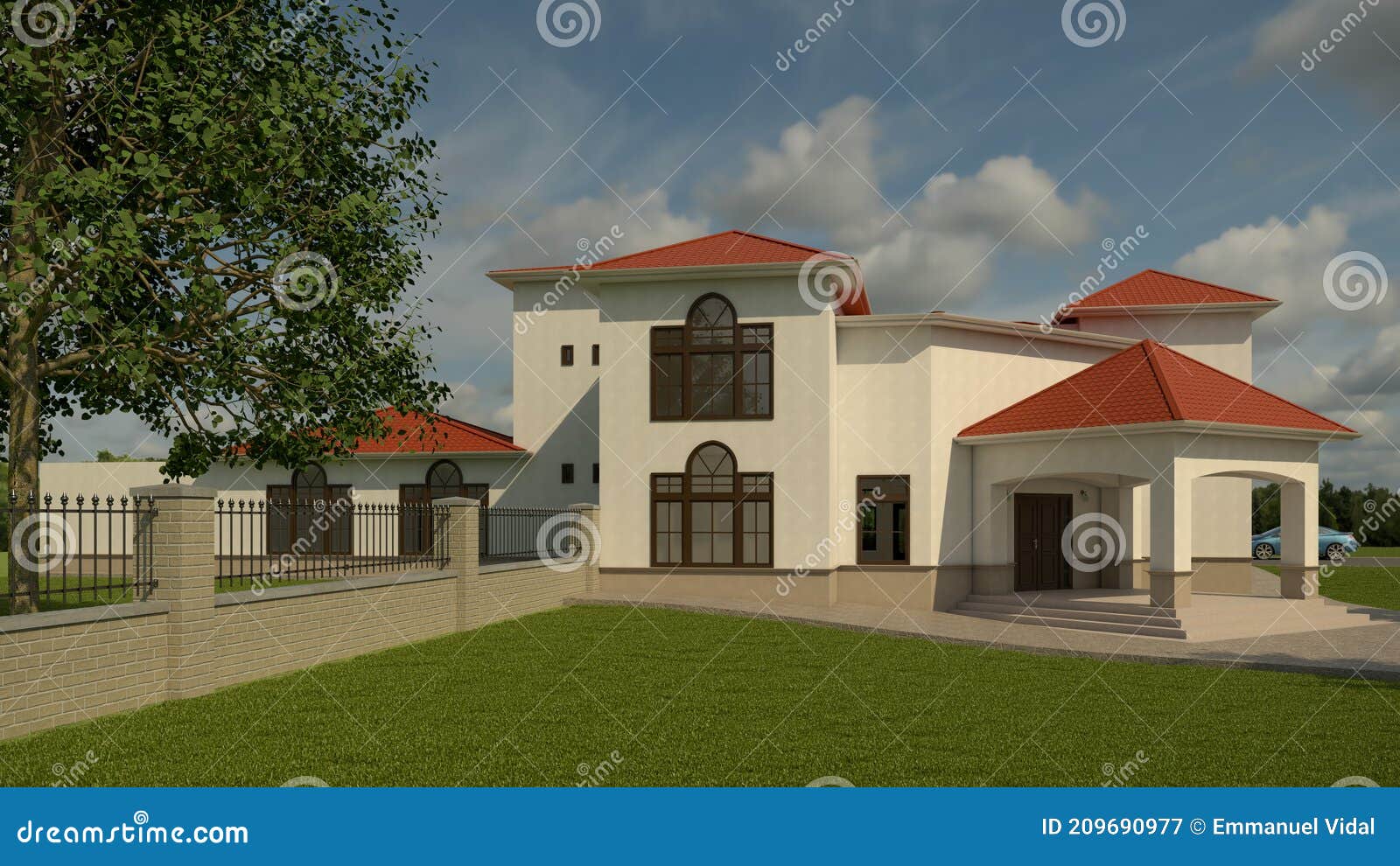 house mansion residential colonial villa 4 3d rendering 3d 