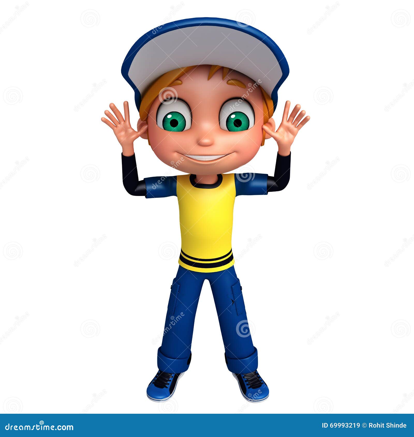 Render of Little Boy Funny Pose Stock Illustration Illustration of