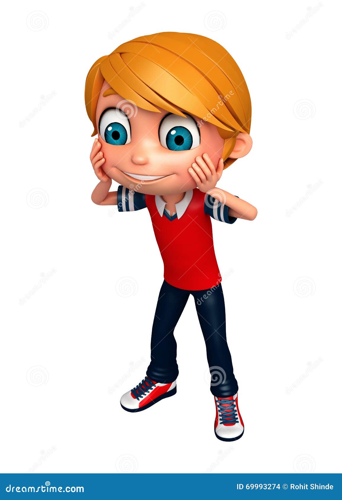 Render of Little Boy Funny Pose Stock Illustration Illustration of