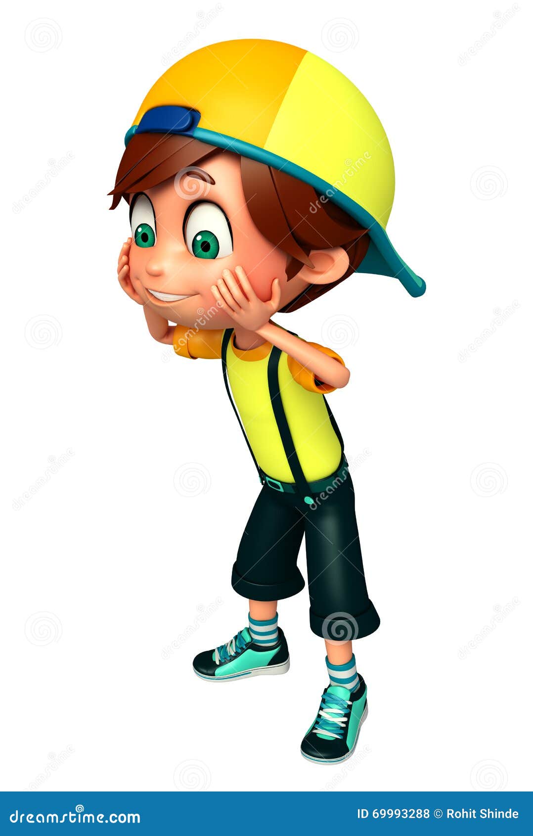 Render of Little Boy Funny Pose Stock Illustration Illustration of