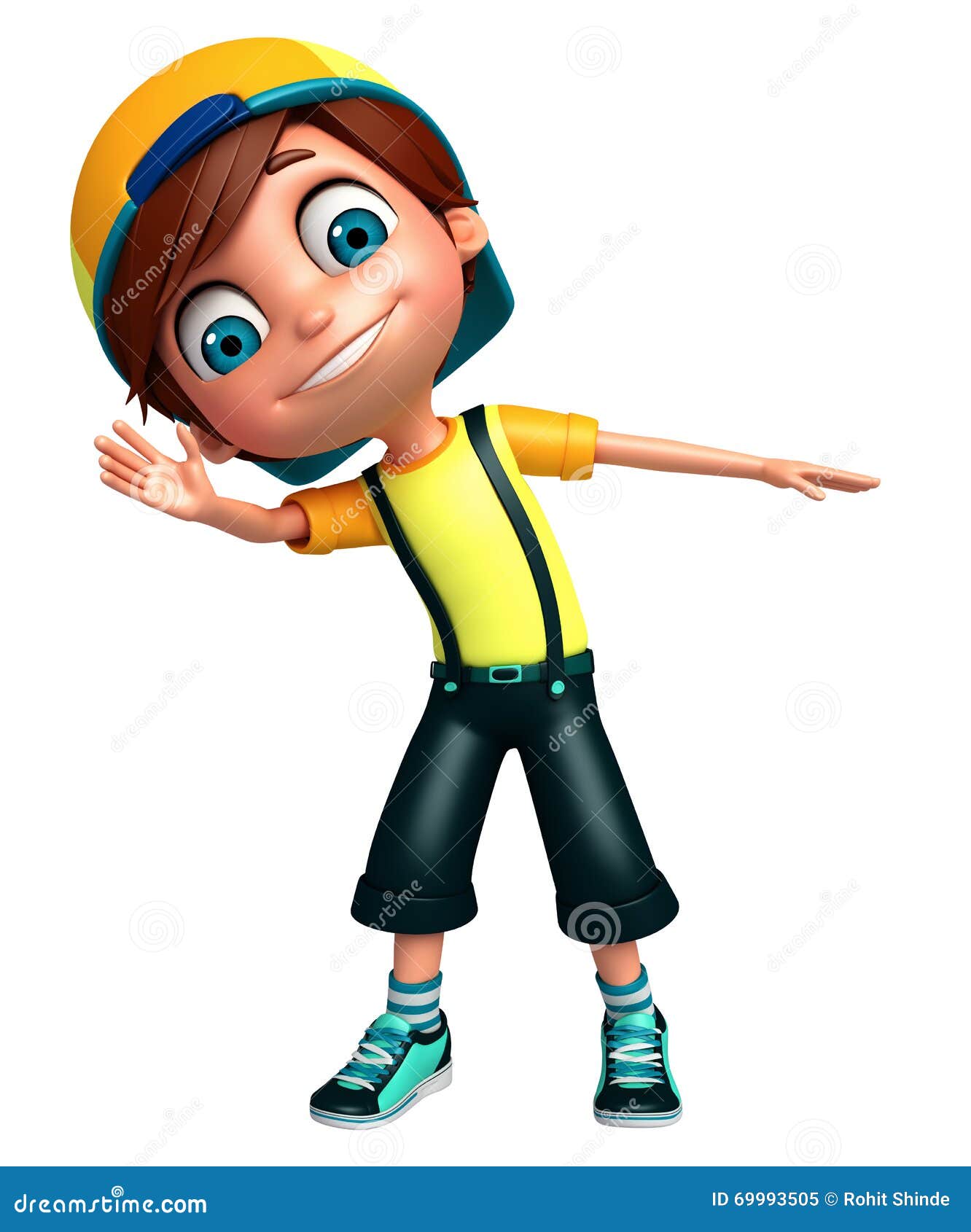 Render of Little Boy Funny Pose Stock Illustration Illustration of