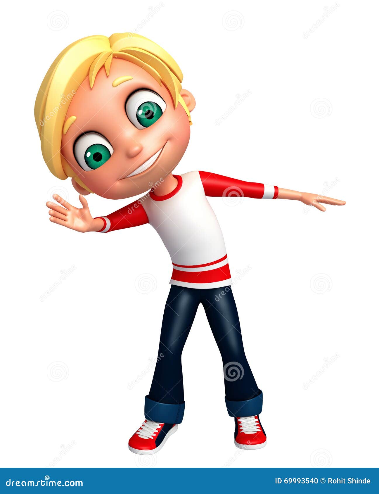 Render of Little Boy Funny Pose Stock Illustration Illustration of