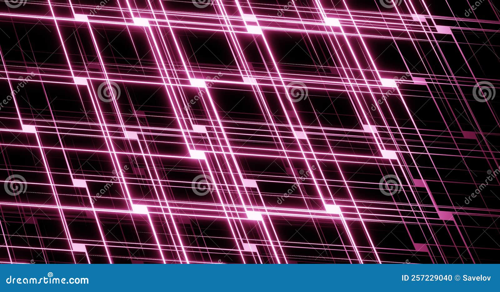 Render with Pink Neon Lines on Black Stock Illustration Illustration