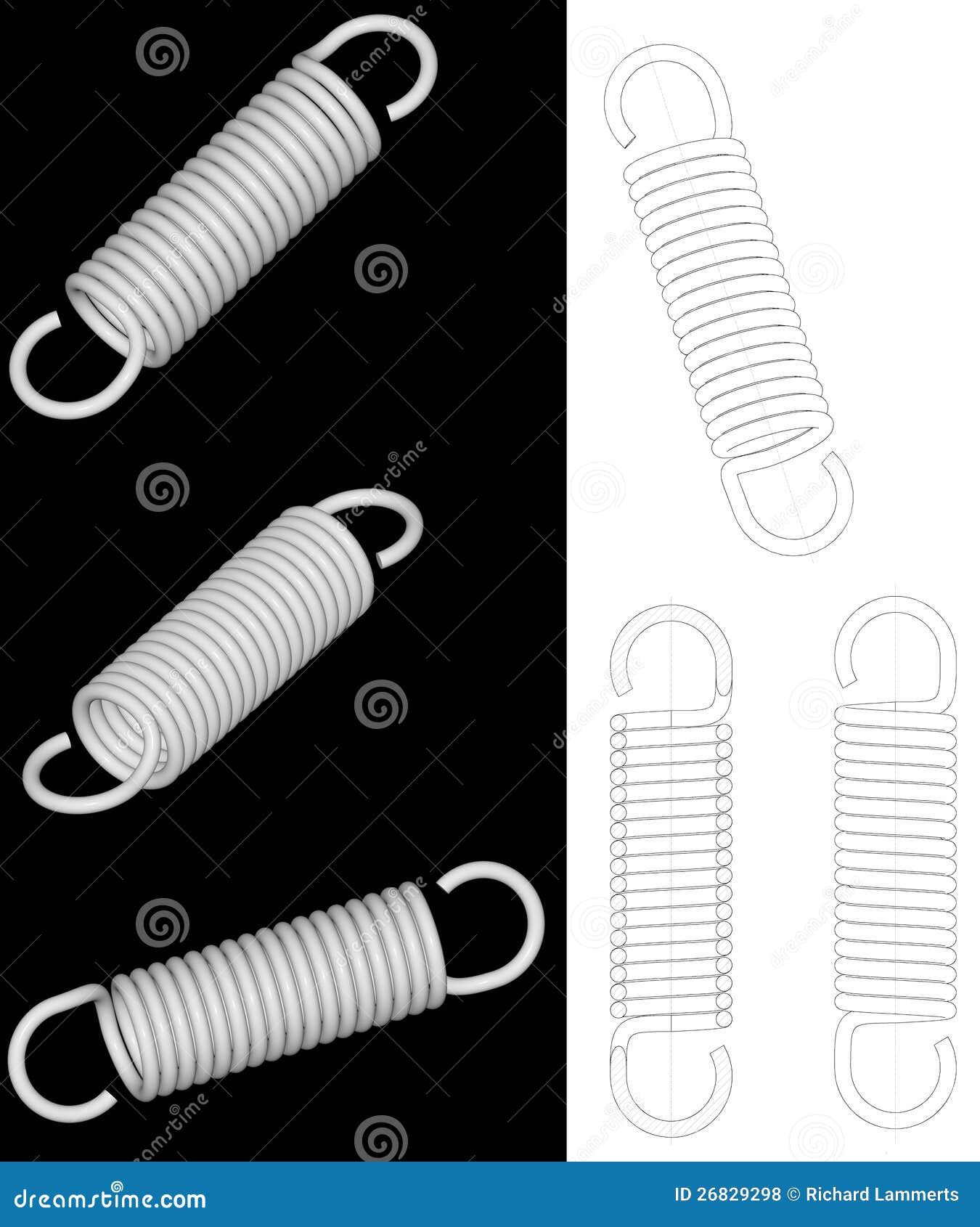 Render of tension spring stock illustration. Illustration of xsection