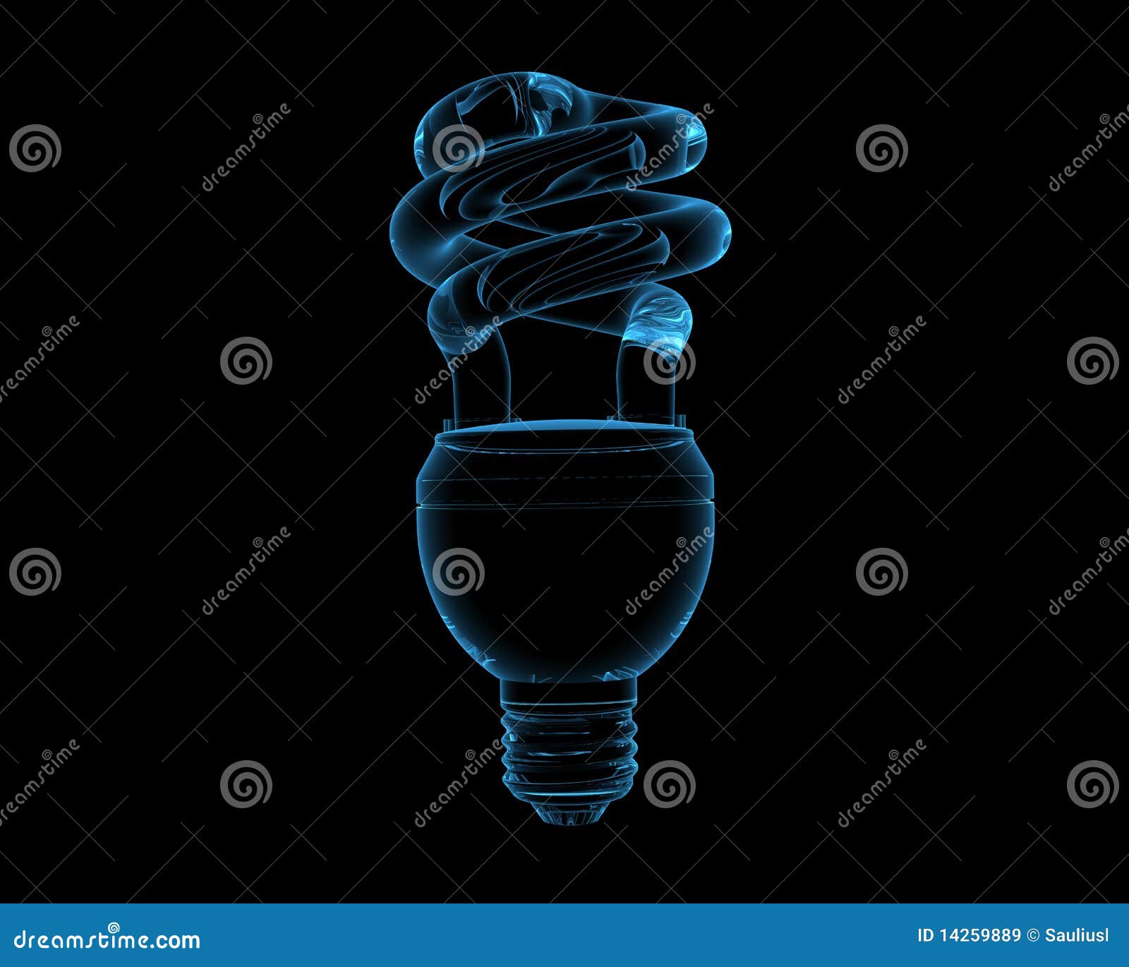 Rendered Blue Xray Transparent Fluorescent Spir Stock Illustration