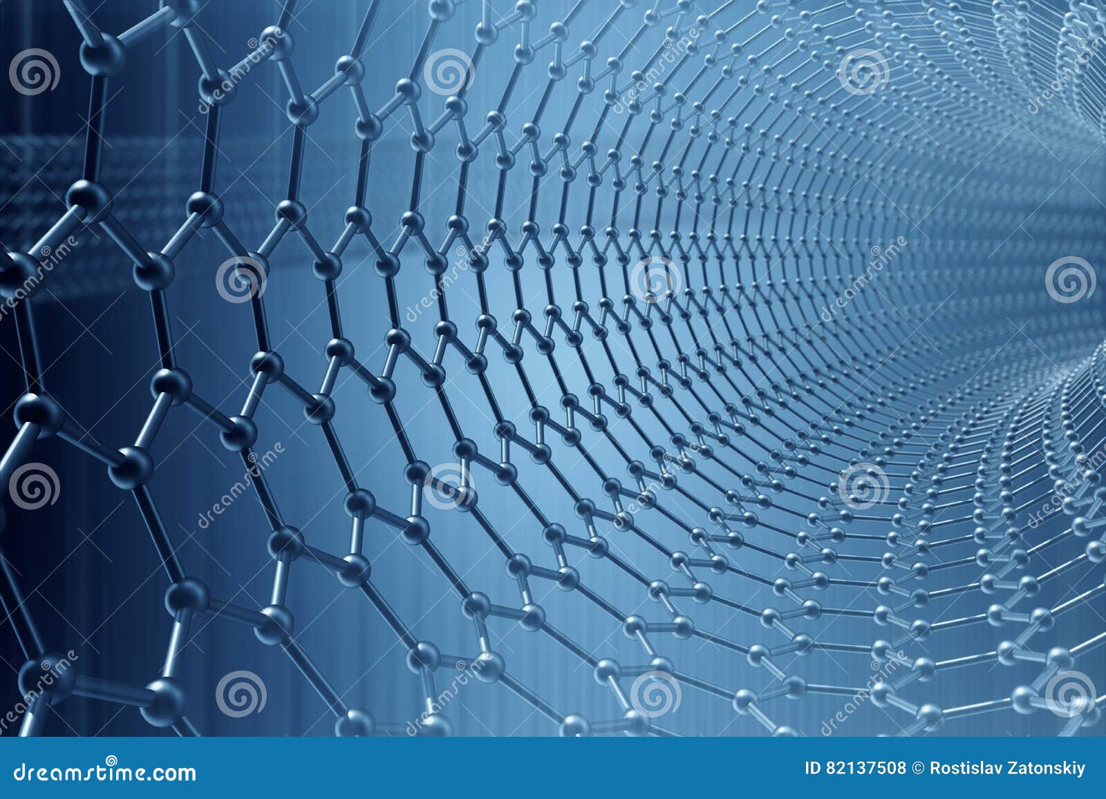 rendering abstract nanotechnology hexagonal geometric form close-up, concept graphene atomic structure, molecular