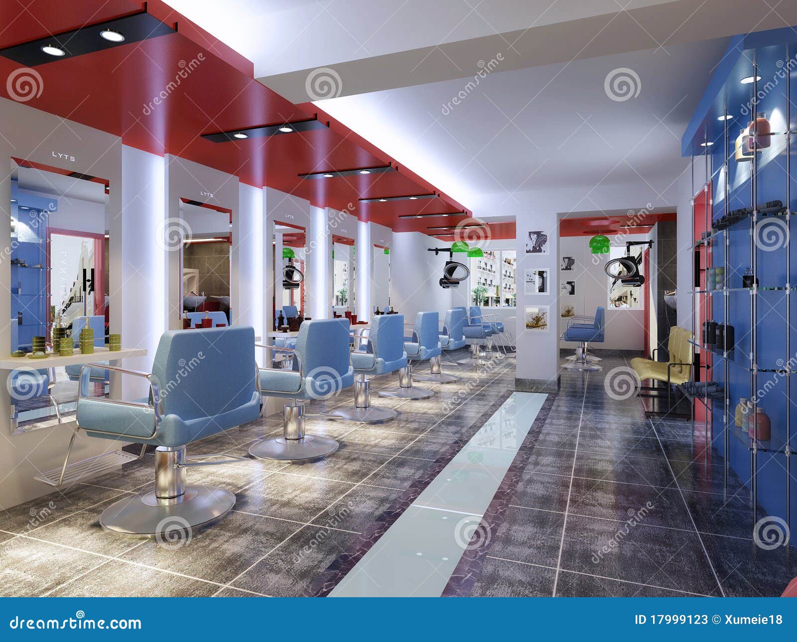 rendering barber shop image showing chairs