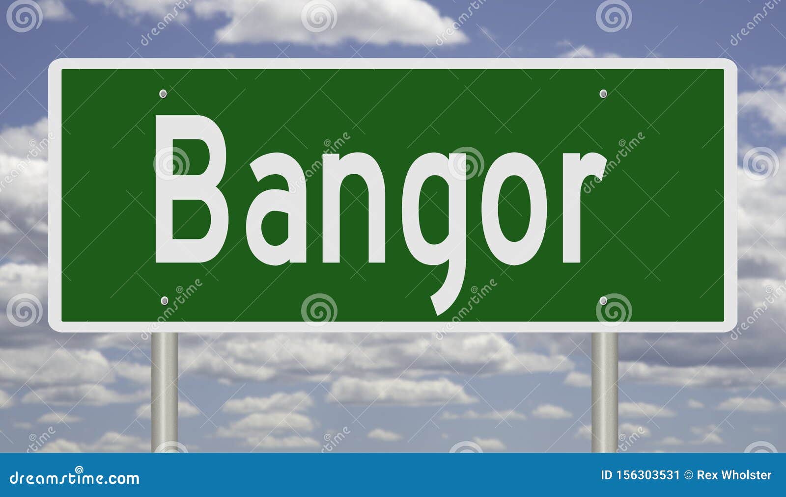 Highway Sign for Bangor Maine Stock Illustration Illustration of city
