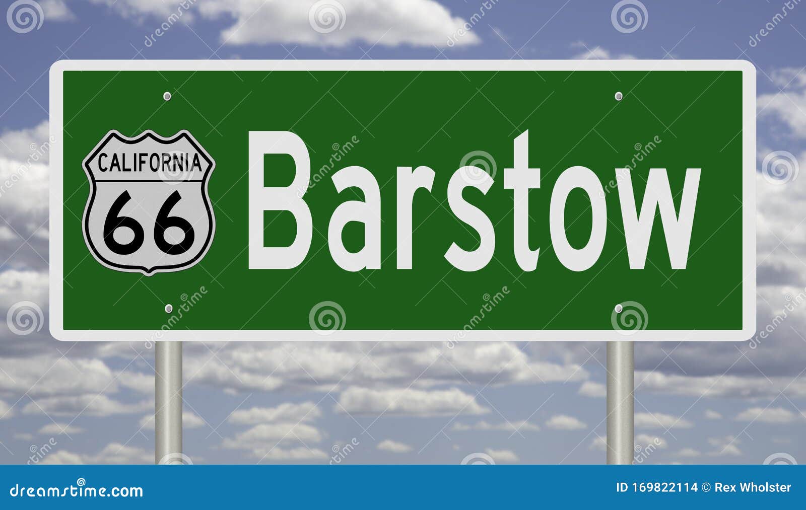 road sign for barstow california on route 66