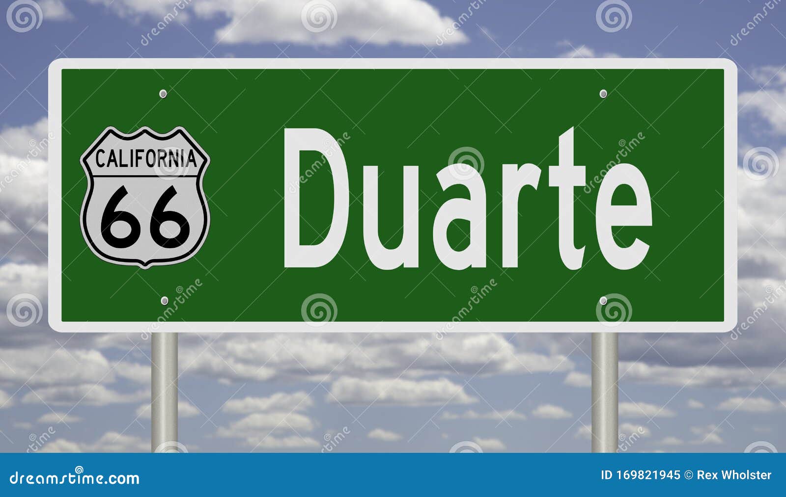 road sign for duarte california on route 66