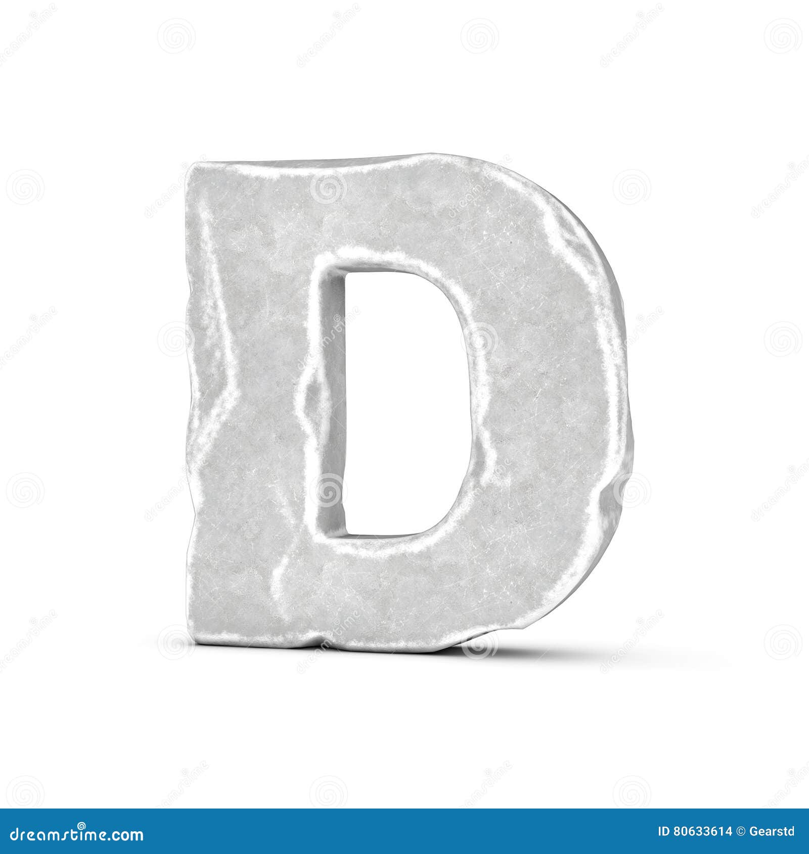 Rendering of Stone Letter D Isolated on White Background. Stock ...