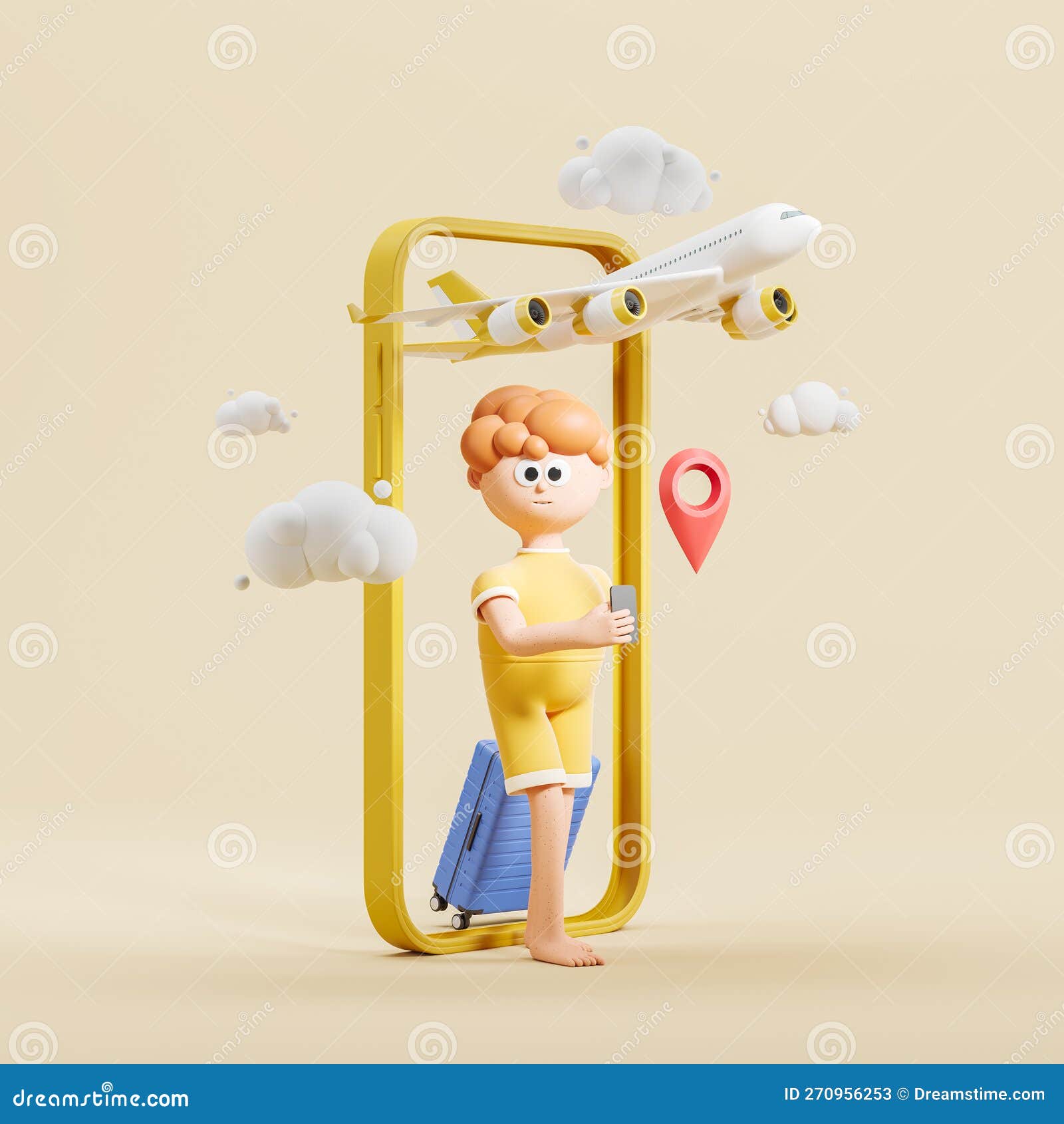 Personagem masculina 3d procurando vídeos no com o