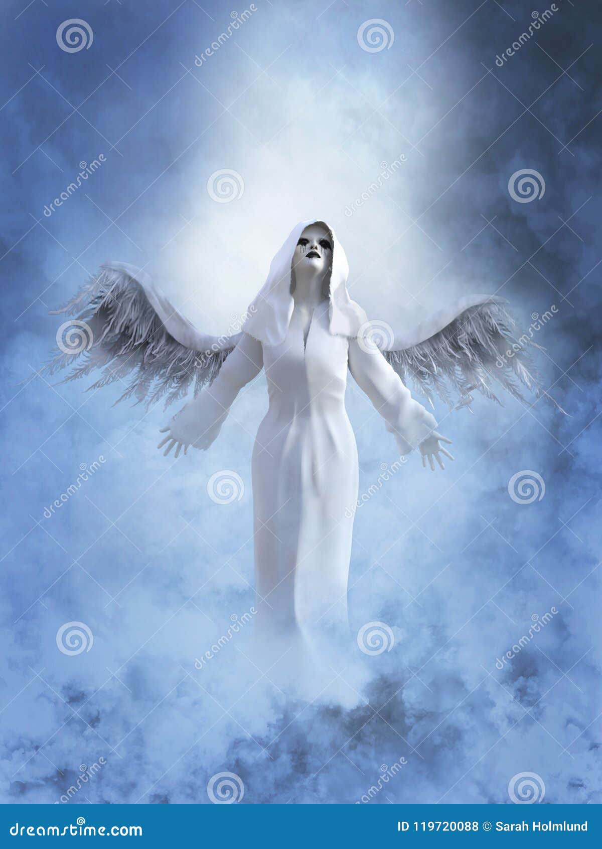 Rendição 3D De Um Anjo Branco No Céu Ilustração Stock - Ilustração de anjo,  céu: 119720088