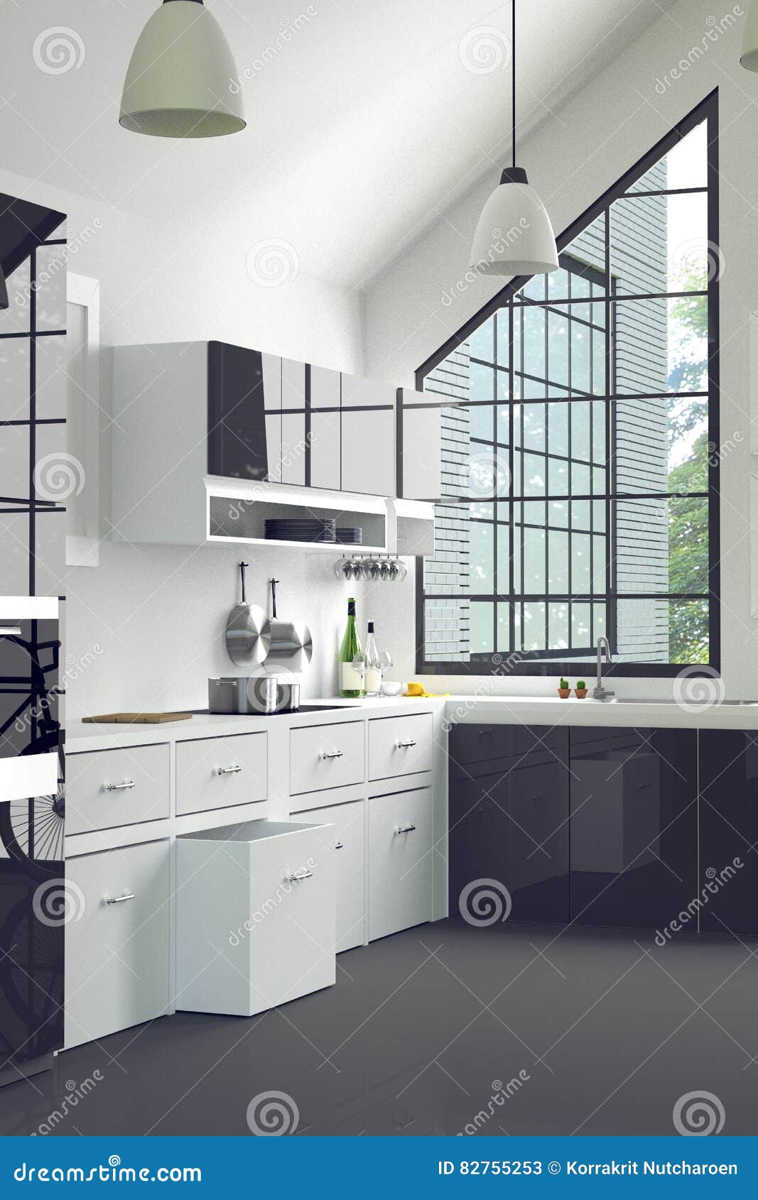 Rendi O 3d Ilustra O Da Sala Interior Moderna Da Cozinha Pe A Da Rendi O 3d Ilustra O Da Sala Interior Moderna Da Cozinha Pe A Da