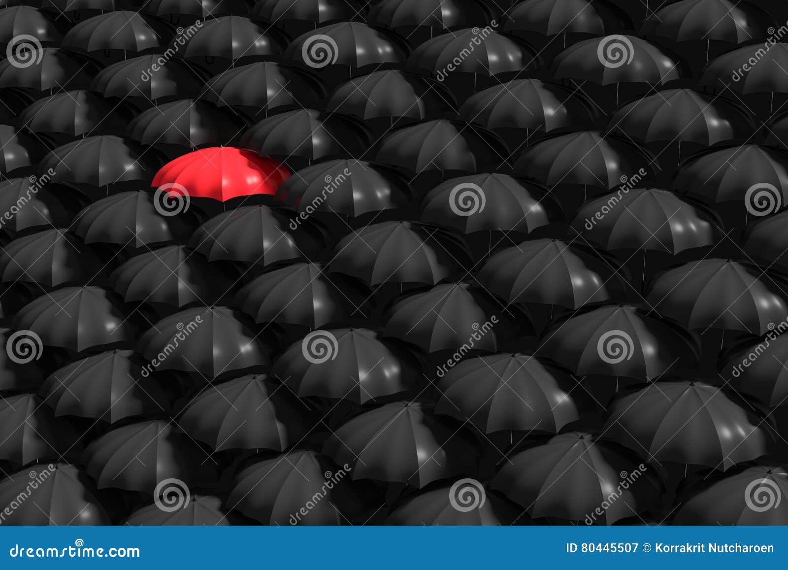 Rendição 3D: a Ilustração Do Guarda-chuva Vermelho Está Para Fora Da  Multidão De Muitos Guarda-chuvas Preto E Branco Negócio, Con Ilustração  Stock - Ilustração de aberto, diferente: 80445507