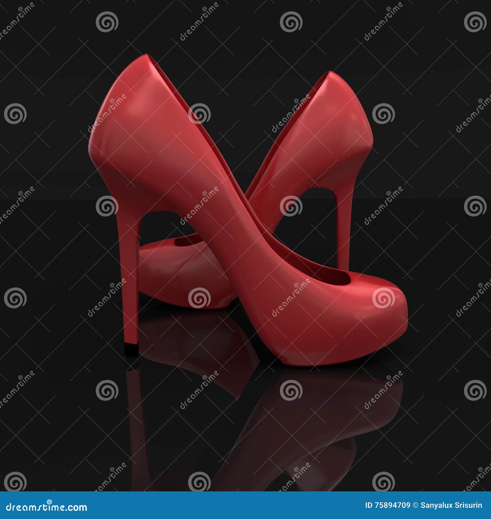 Rendu 3D D'une Paire De Talon Haut Rouge Illustration Stock - Illustration of lifestyle 