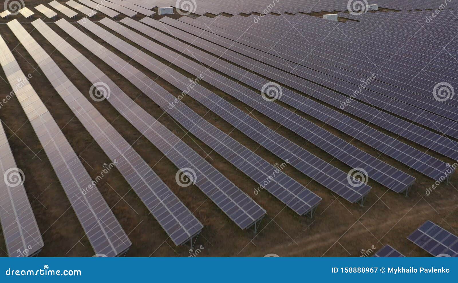 Renewable Electricity, Unmanned Flight Over a Solar Power Plant Located