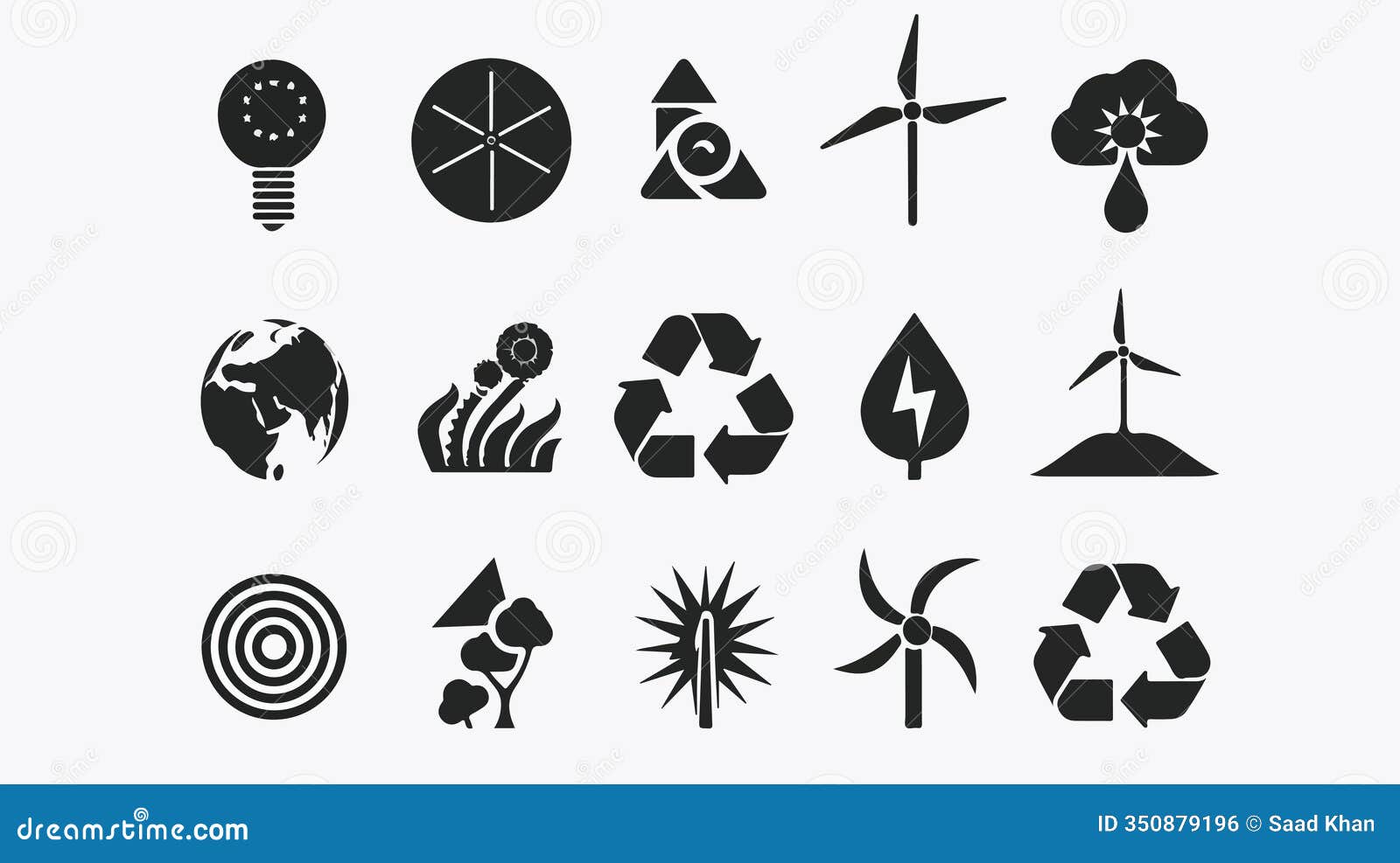 renewable energy icon: green  of sustainable power generation and environment conservation