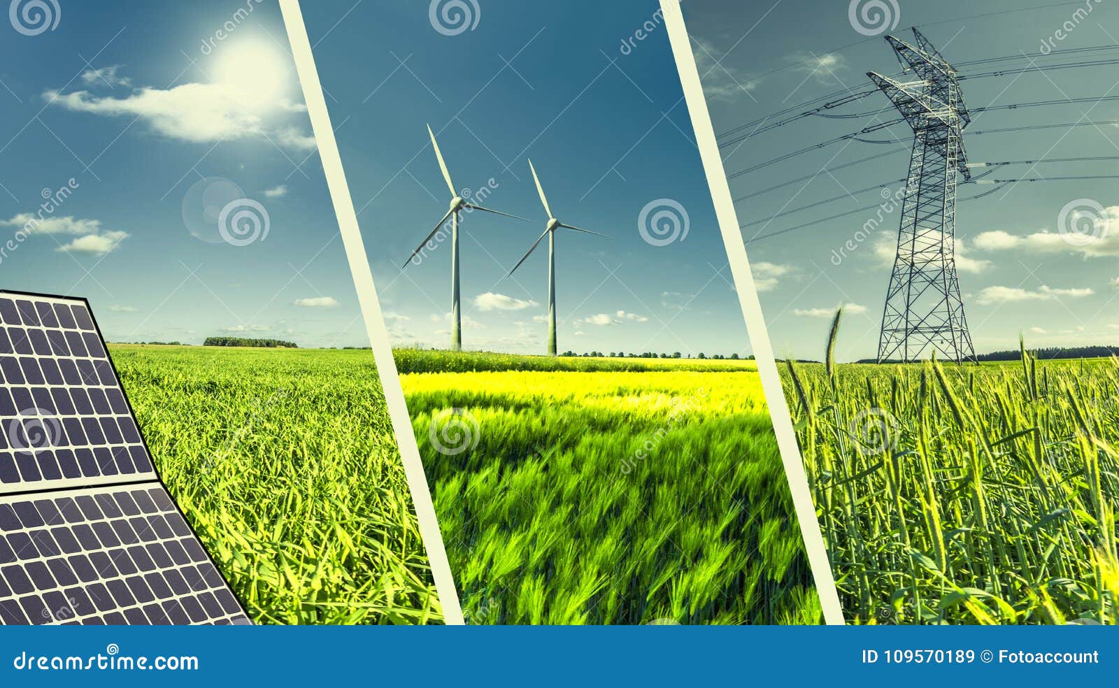 renewable power energies concept collage