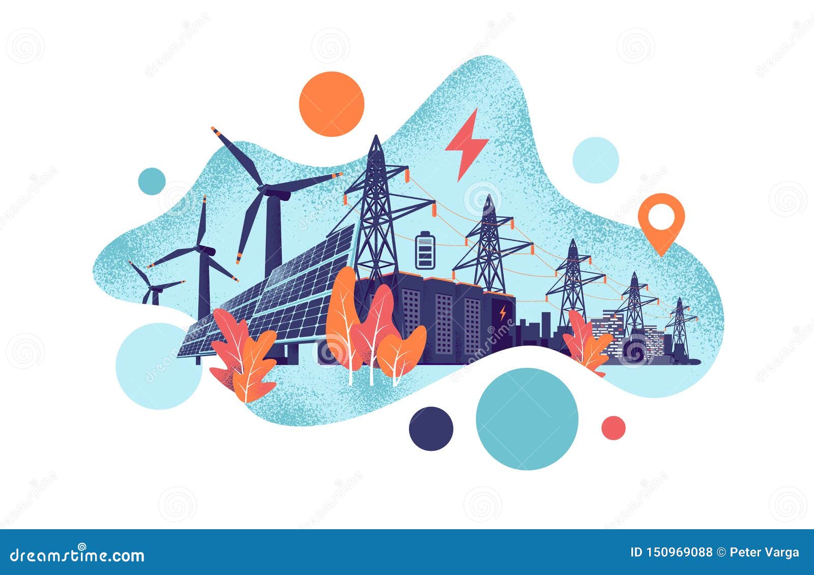 Renewable Solar and Wind Energy Battery Storage Smart Grid System with