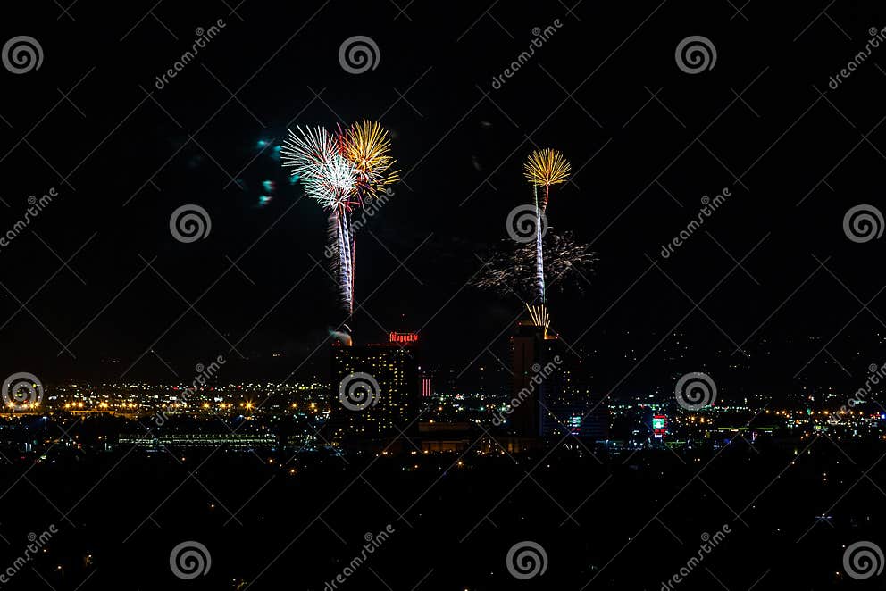 RENO JULY 04 the Nugget Fireworks Show As Part of the 4th of