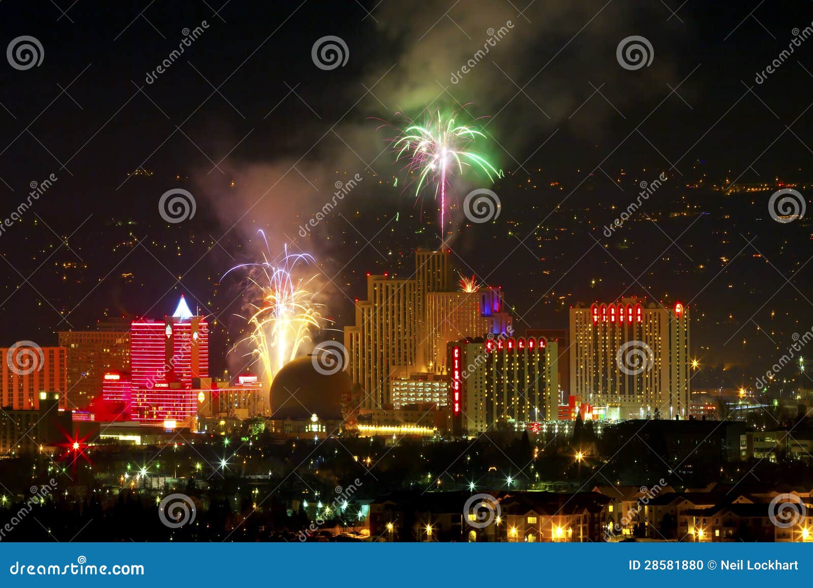 Reno Nevada Fireworks editorial image. Image of gaming 28581880