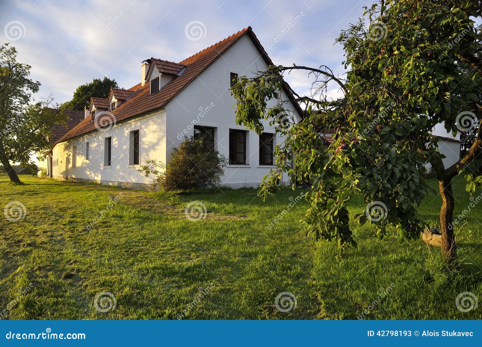 Renovated Village Homestead Surrounded by Fruit Trees Stock Image ...