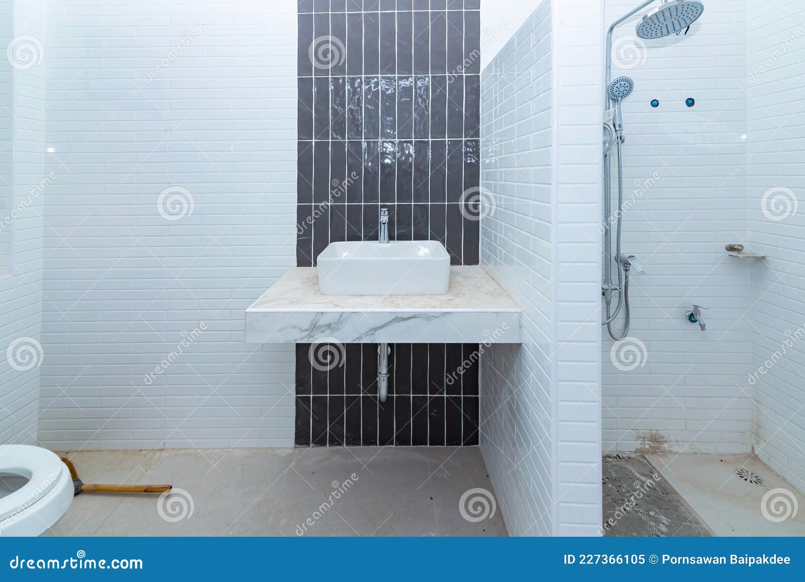 Renovation Construction of Master Bathroom Stock Image Image of