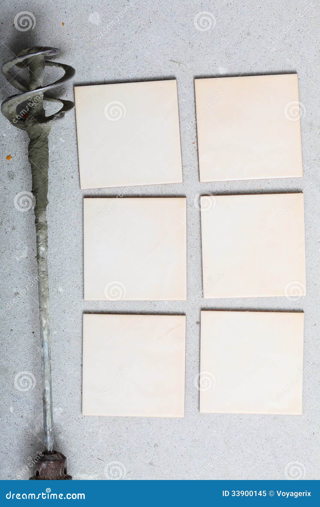 Renovation at Home Tool Drill for Concrete Mixing and Tiles Stock Image