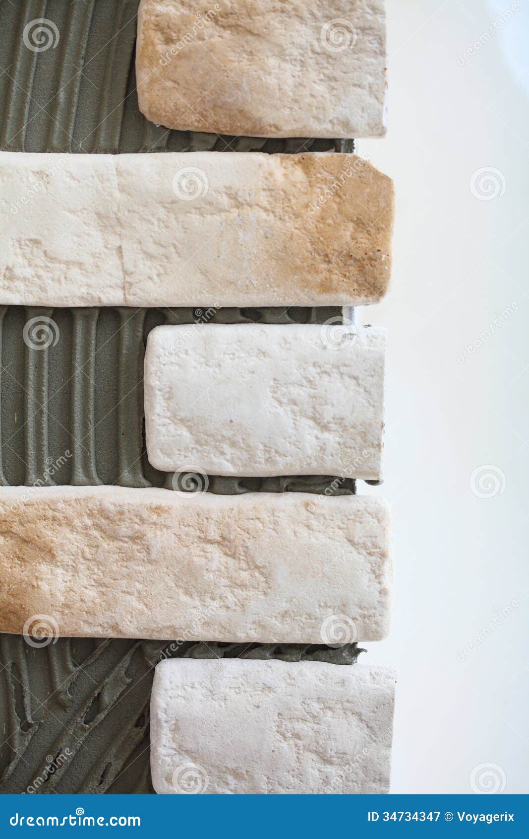 Renovation at Home Wall Clinker Tile Glue Stock Image Image of
