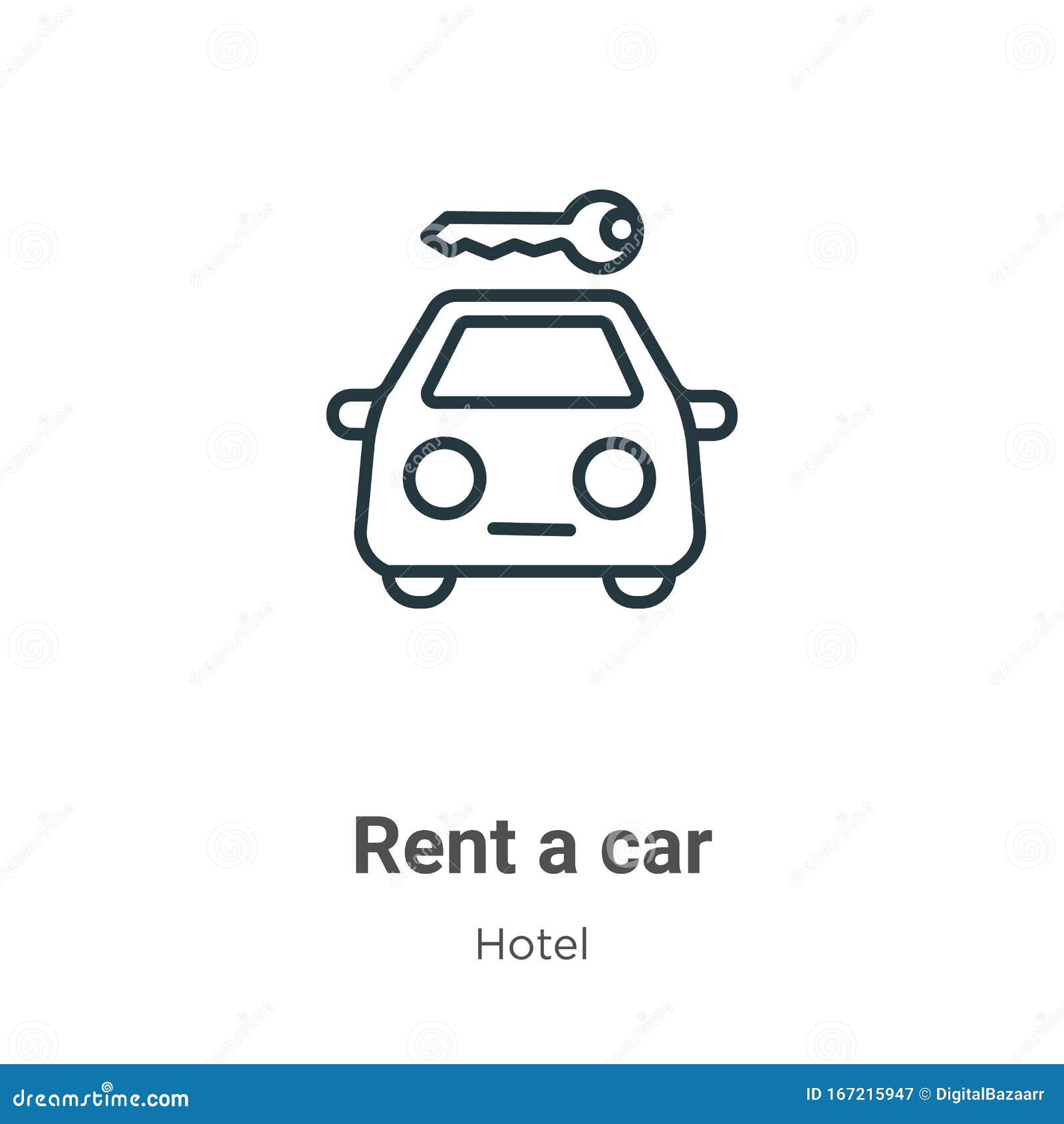 Rent a Car Outline Vector Icon. Thin Line Black Rent a Car Icon, Flat