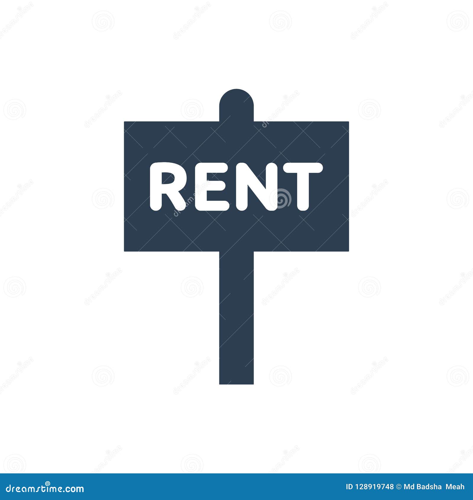 Rent sign board icon stock vector. Illustration of house - 128919748