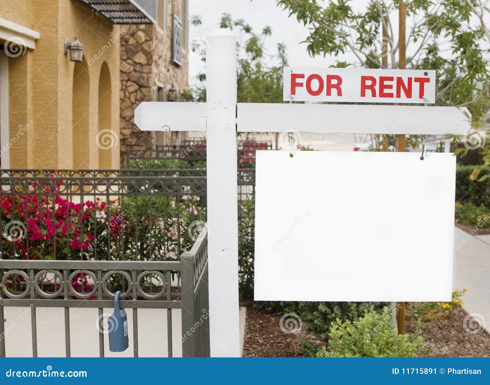 For Rent Sign with Homes in Background Stock Image Image of real